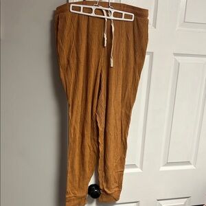 A. Tan comfy joggers